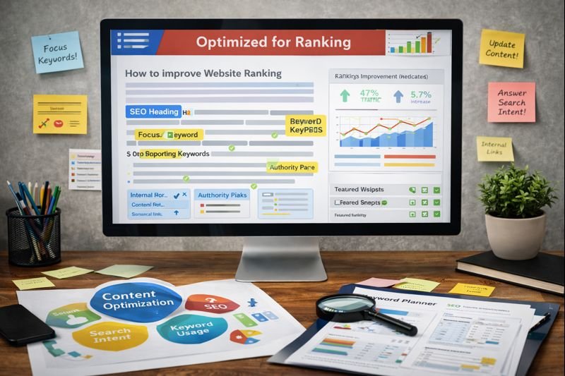 Content optimization process designed to improve website ranking on Google